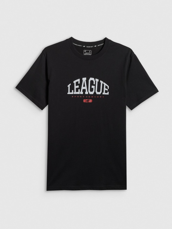 Męski t-shirt z nadrukiem 4F 4FWSS26TTSHM3326 - czarny