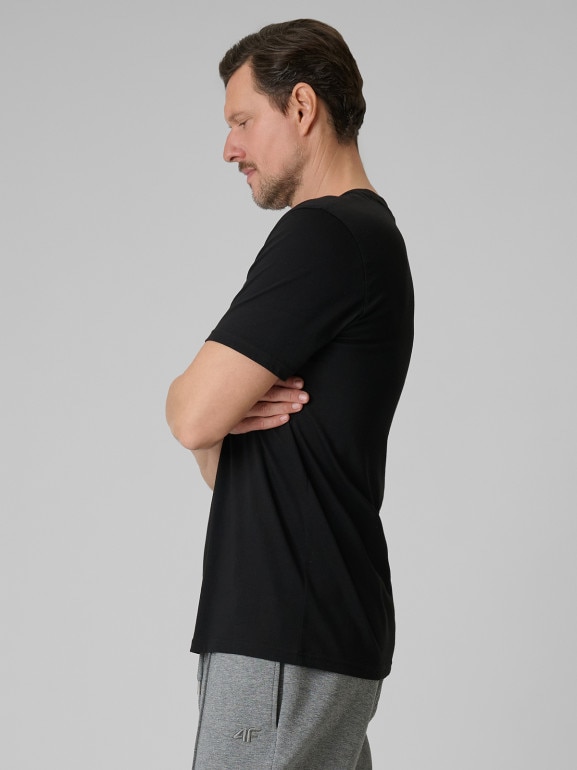 Męski t-shirt z nadrukiem 4F 4FWSS26TTSHM3326 - czarny