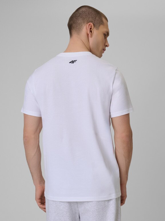 Męski t-shirt z nadrukiem 4F 4FWSS26TTSHM3327 - biały