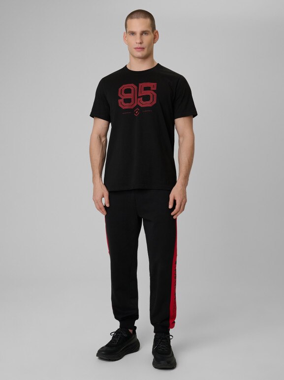 Męski t-shirt z nadrukiem 4F 4FWSS26TTSHM3327 - czarny