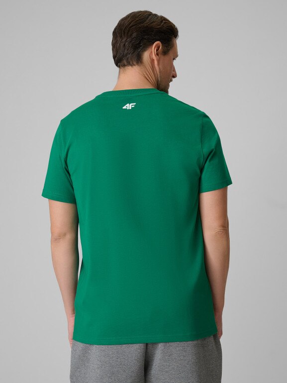 Męski t-shirt z nadrukiem 4F 4FWSS26TTSHM3327 - zielony