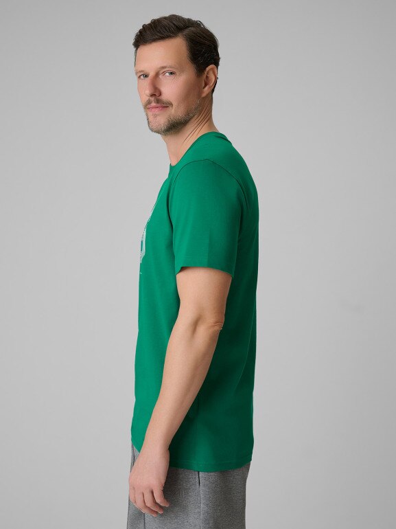 Męski t-shirt z nadrukiem 4F 4FWSS26TTSHM3327 - zielony