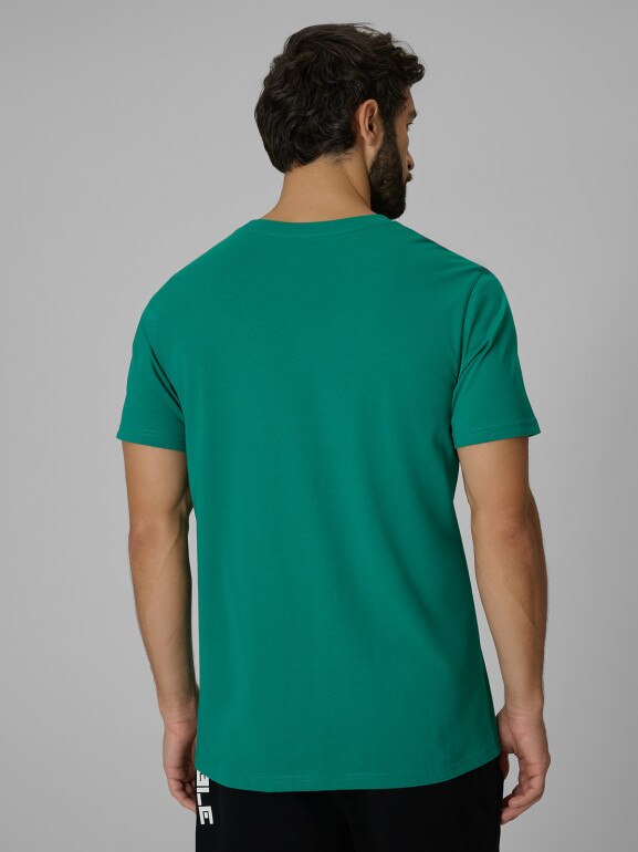 Męski t-shirt z nadrukiem 4F 4FWSS26TTSHM3331 - zielony