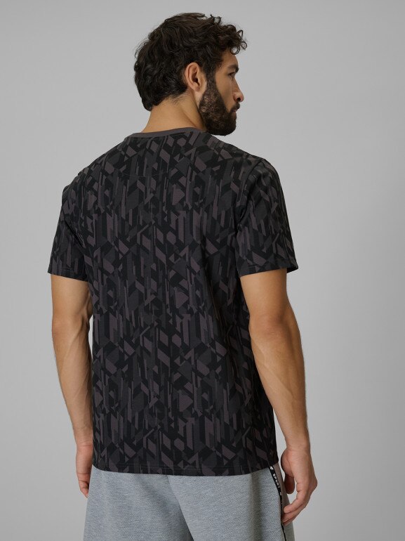 Męski t-shirt z nadrukiem 4F 4FWSS26TTSHM3332 - czarny