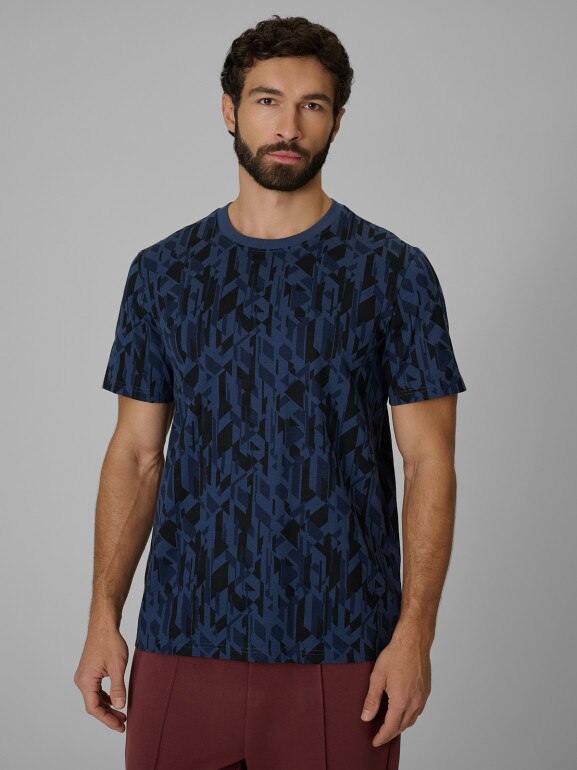 Męski t-shirt z nadrukiem 4F 4FWSS26TTSHM3332 - granatowy