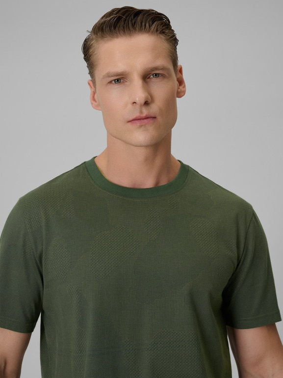 Męski t-shirt z nadrukiem 4F 4FWSS26TTSHM3332 - khaki
