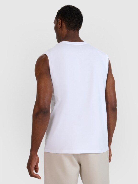 Męski tank top 4F 4FWMM00TSLEM125 - biały