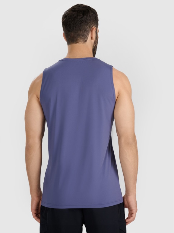 Męski tank top treningowy 4F 4FWAW25TFSLM574 - niebieski