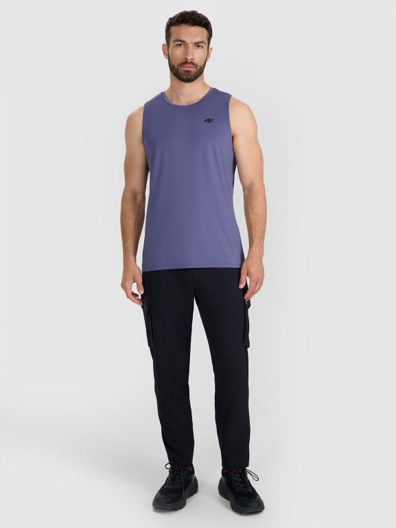 Męski tank top treningowy 4F 4FWAW25TFSLM574 - niebieski
