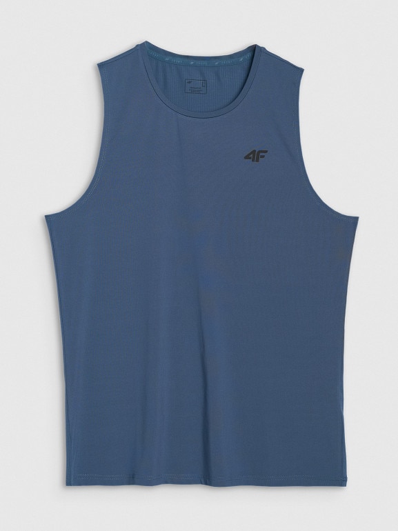Męski tank top treningowy 4F 4FWAW25TFSLM574 - niebieski