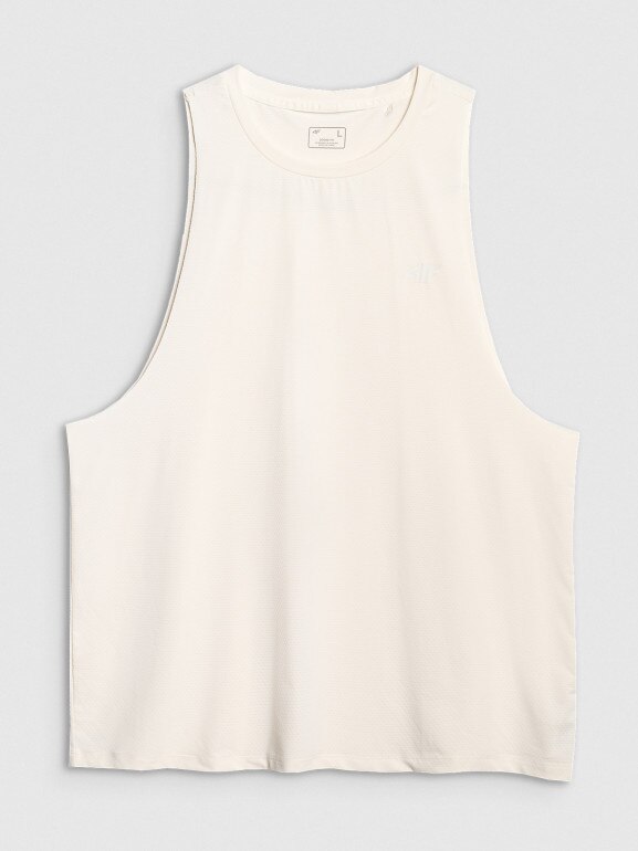 Męski tank top treninowy 4F 4FWAW25TFSLM554 - biały