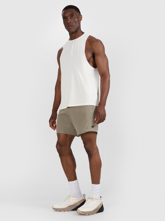 Męski tank top treninowy 4F 4FWAW25TFSLM554 - biały