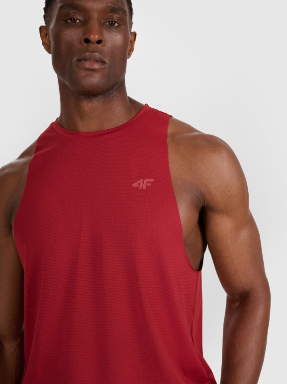 Męski tank top treninowy 4F 4FWAW25TFSLM554 - czerwony
