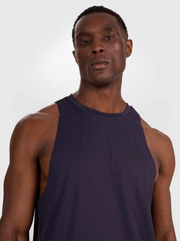 Męski tank top treninowy 4F 4FWAW25TFSLM554 - granatowy