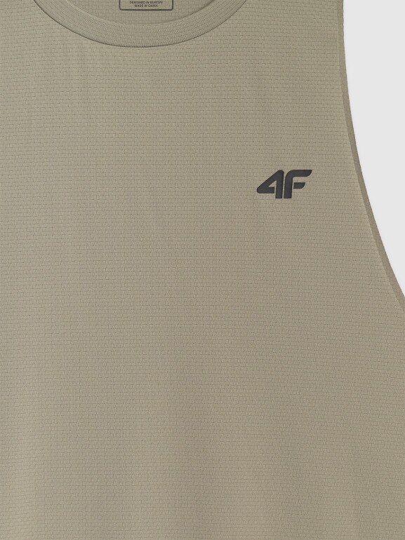 Męski tank top treninowy 4F 4FWAW25TFSLM554 - oliwkowy