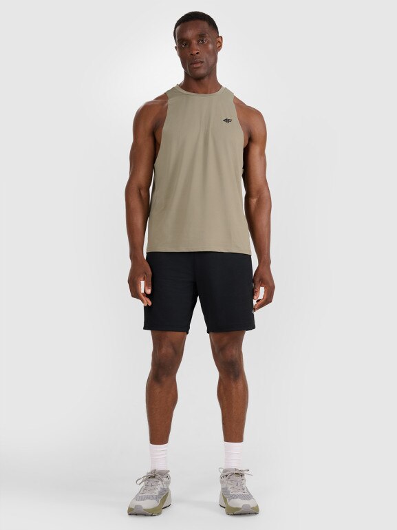 Męski tank top treninowy 4F 4FWAW25TFSLM554 - oliwkowy