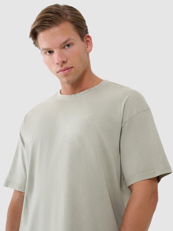 Męski tshirt oversize 4F 4FWSS25TTSHM1961 - oliwkowy
