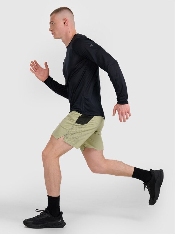 Męskie spodenki do biegania 4F 4FWAW25TFSHM1027 - zielone