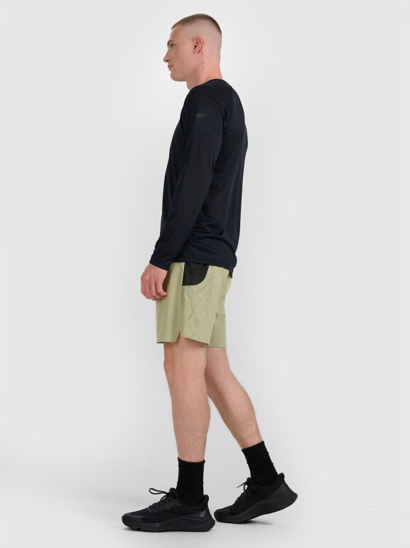 Męskie spodenki do biegania 4F 4FWAW25TFSHM1027 - zielone