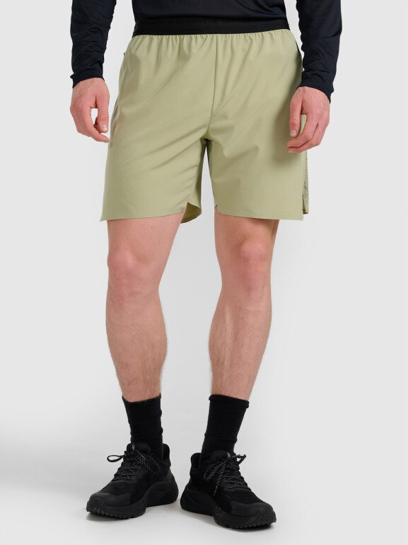 Męskie spodenki do biegania 4F 4FWAW25TFSHM1027 - zielone