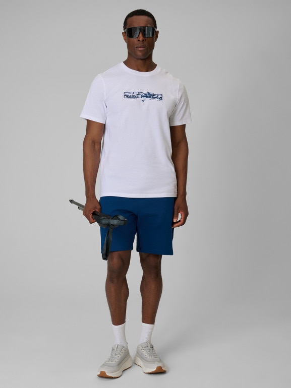 Męskie spodenki dresowe 4F 4FWSS26TSHOM744 - turkusowe