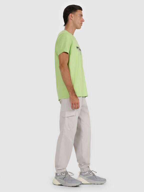 Męskie spodnie casual cargo 4F 4FWAW25TTROM1210 - szare