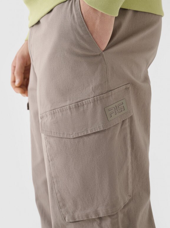 Męskie spodnie casual cargo 4F x RL RL9SAW24TTROM1215 - brązowe 