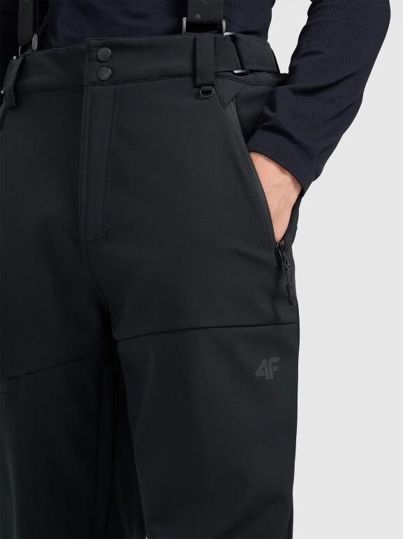 Męskie spodnie narciarskie softshellowe 4F 4FWAW25TFTRM0926 - czarne