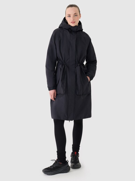 Damska parka przejściowa 4F 4FWSS25TTJAF718 - czarna