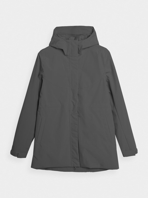 Damska kurtka parka przejściowa 4F 4FWSS25TTJAF686 - szara