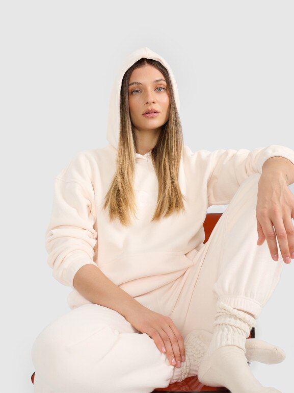 Damski polar z kapturem 4F 4FRAW25TFLEF451 - biały