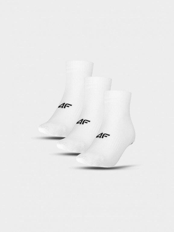 Damskie skarpety basic (3-pack) 4F 4FRAW24USOCF368 - białe