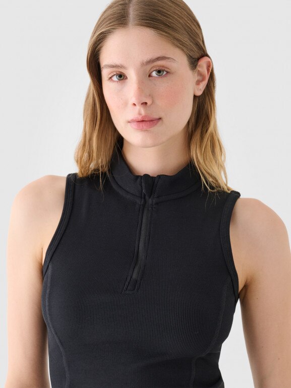 Damski top slim basic 4F 4FRAW24TSLEF182 - różowy