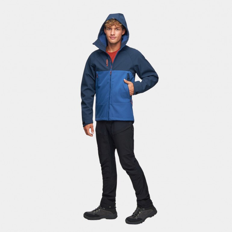 Męski softshell rozpinany z kapturem Alpinus Pelat - niebieski
