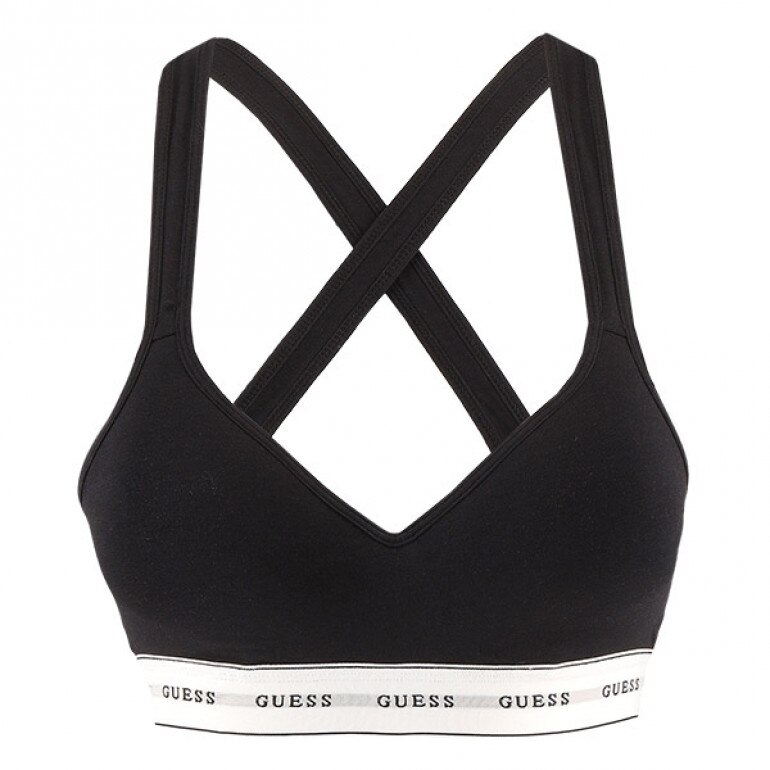 Biustonosz treningowy GUESS CARRIE PADDED TRIANG - czarny