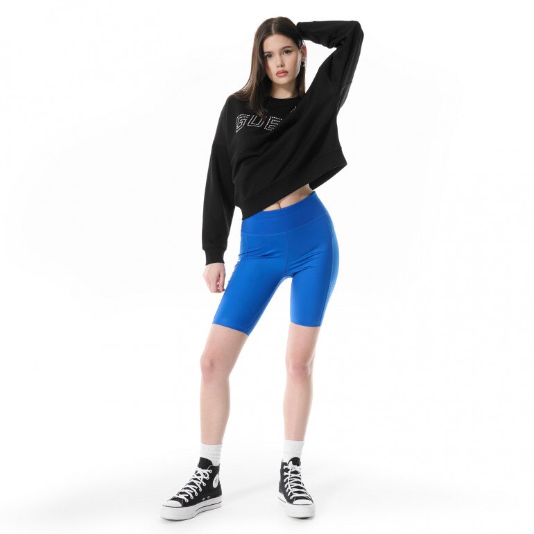Damska bluza dresowa nierozpinana bez kaptura Guess Skylar - czarna