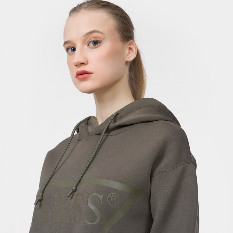 Damska bluza dresowa nierozpinana z kapturem GUESS NEW ALISA HOODED - brązowy