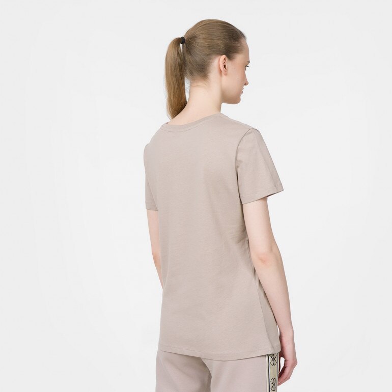 Damski t-shirt z nadrukiem GUESS ADELE SS CN TEE - brązowy