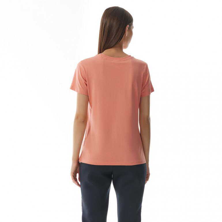 Damski t-shirt z nadrukiem Guess Adele SS CN Tee - koral