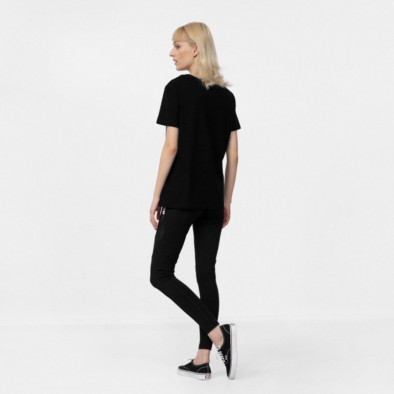 Damski t-shirt z nadrukiem GUESS ADELE SS CN TEE - czarny