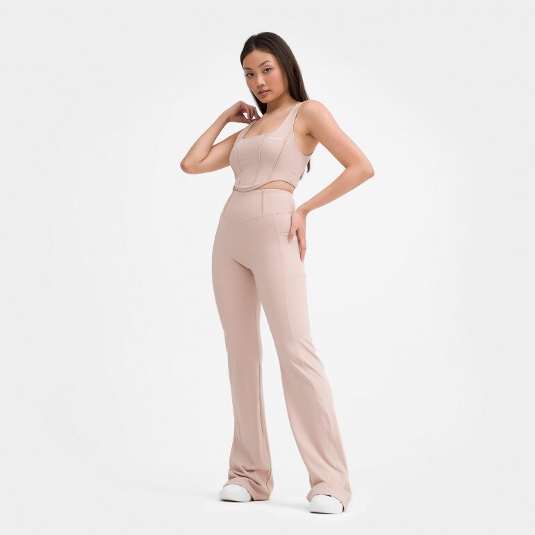 Damski top treningowy Guess Brigit Active Top - beżowy