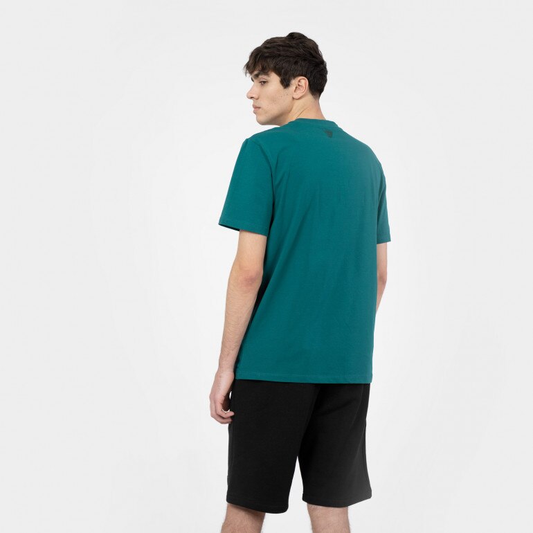 Męski t-shirt z nadrukiem GUESS SS ALPHY - morski