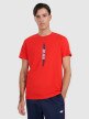 Męsksi t-shirt z nadrukiem 4F 4FRAW25TTSHM3225 - czerwony