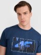 Męski t-shirt z nadrukiem 4F 4FRAW25TTSHM3298 - turkusowy