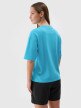 Damski t-shirt z nadrukiem 4F 4FRSS24TTSHF2108 - turkusowy