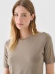 Damski t-shirt bez nadruku 4F 4FRSS24TTSHF2558 - brązowy
