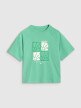 Damski t-shirt z nadrukiem 4F 4FRSS25TTSHF2974 - zielony