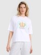 Damski t-shirt z nadrukiem oversize 4F 4FRSS25TTSHF3159 - biały