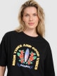 Damski t-shirt z nadrukiem oversize 4F 4FRSS25TTSHF3159 - czarny