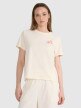 Damski t-shirt oversize z nadrukiem 4F 4FRSS25TTSHF3160 - beżowy